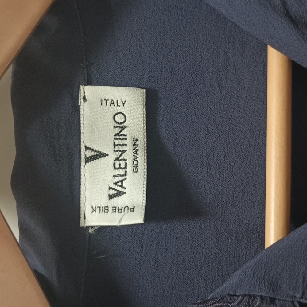 Valentino Dark Blue Silk Shirt - Picture 2 of 5
